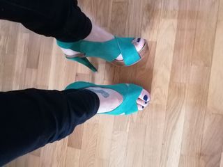 Sandalias Tacón Cuplé Plataforma Verde