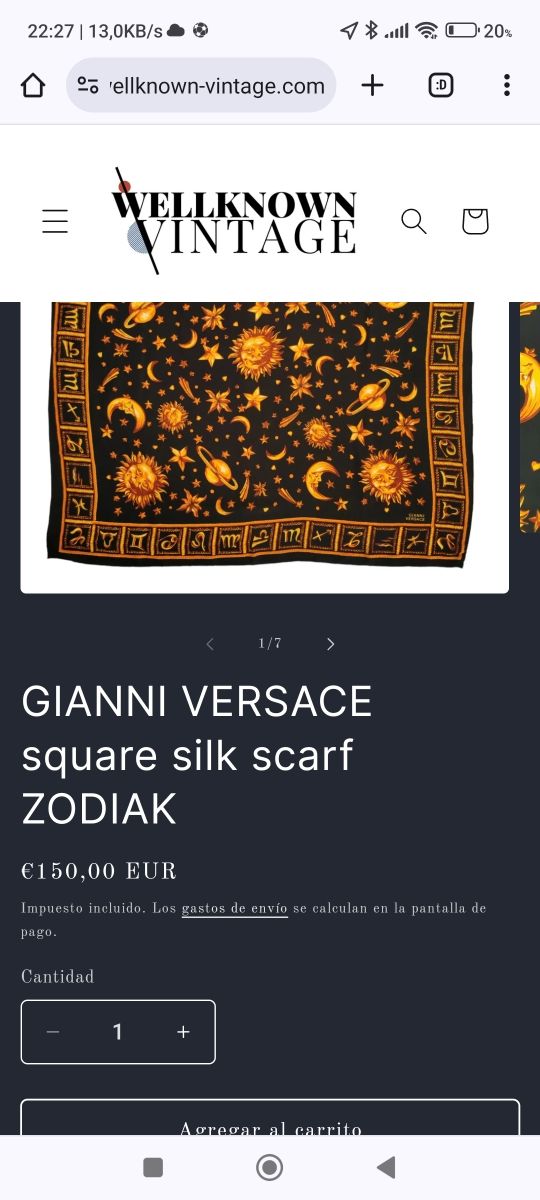 Pañuelo estilo Versace motivo estrellas y lunas