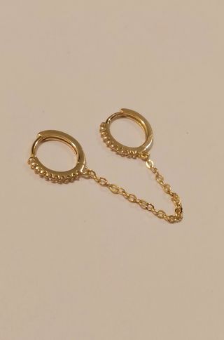 Pendiente plata doble aro con cadena plata 925