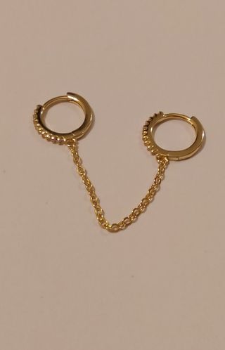 Pendiente plata doble aro con cadena plata 925