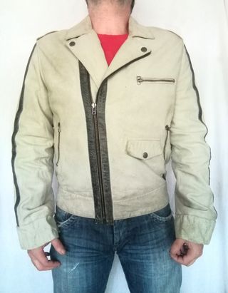 Cazadora rockera cuero auténtico Pepe Jeans. L. 