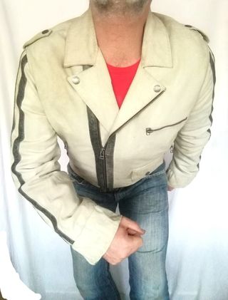 Cazadora rockera cuero auténtico Pepe Jeans. L. 