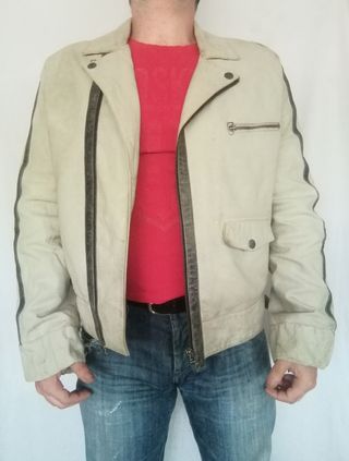 Cazadora rockera cuero auténtico Pepe Jeans. L. 