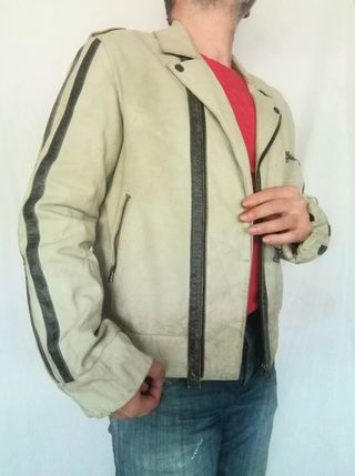Cazadora rockera cuero auténtico Pepe Jeans. L. 