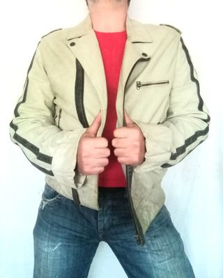 Cazadora rockera cuero auténtico Pepe Jeans. L. 