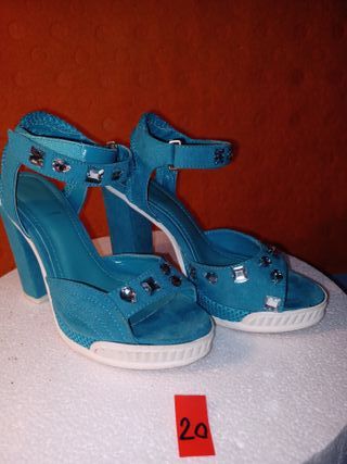 Scarpa alta donna turchese scamosciata tacco 11 cm