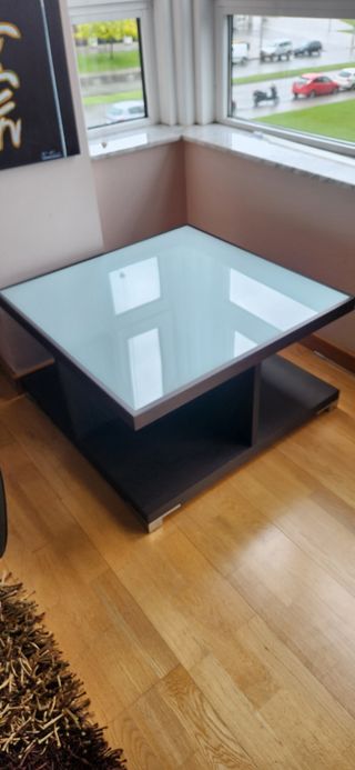 Mesa de centro de wengué y cristal