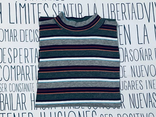 Camiseta Manga Larga de Rayas Unisex 12/14 Años