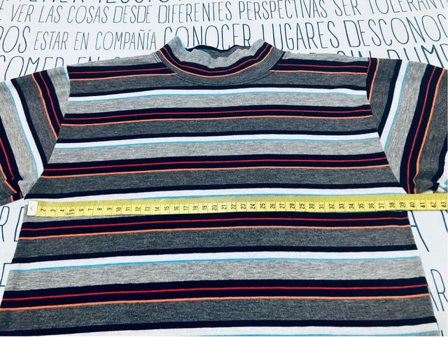 Camiseta Manga Larga de Rayas Unisex 12/14 Años