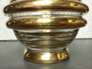 Antica ampolla a caraffa oro e vetro trasparente 