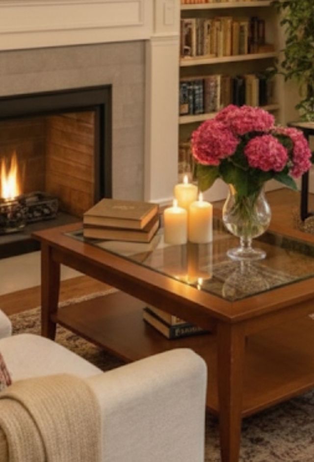 Mesa baja centro en madera y cristal