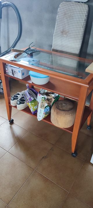 Mueble auxiliar tv madera con ruedas