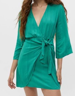 Vestido verde pull and bear