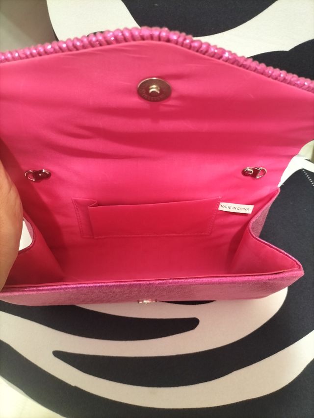 Bolso de fiesta rosa fucsia tornasolado
