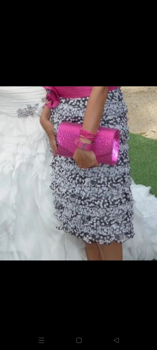 Bolso de fiesta rosa fucsia tornasolado