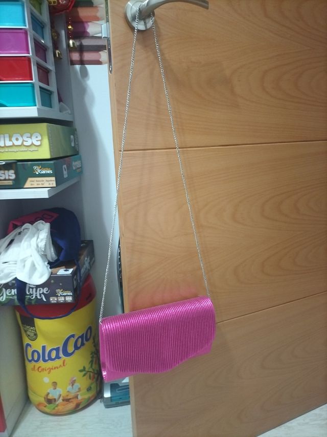 Bolso de fiesta rosa fucsia tornasolado