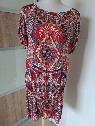 Vestido estampado Promod con cinturón T.42