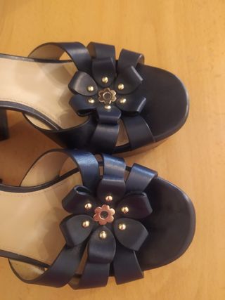 MICHAEL KORS - sandalias azules tacon ancho 38