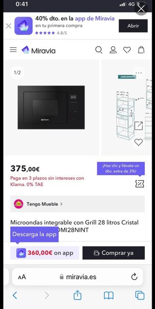 ‼️ OFFERTA, MICROONDE DA INCASSO 28L (NERO) 50% ‼️