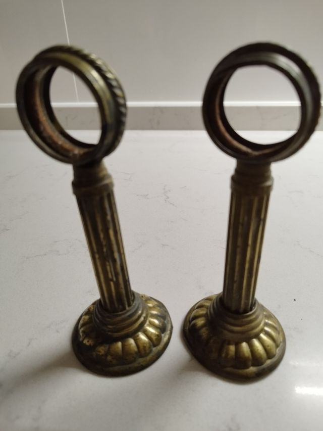 2 Soportes antiguos latón cortinas