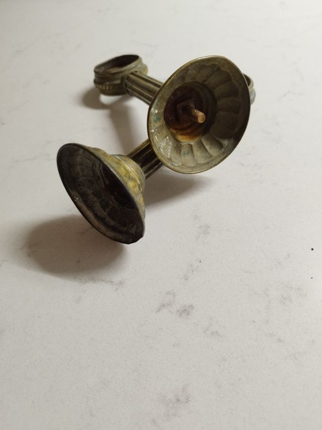 2 Soportes antiguos latón cortinas