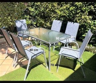 SUPER OFERTA CONJUNTO DE EXTERIOR MESA-SILLAS-SOMB