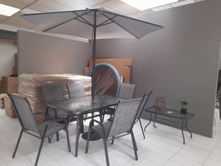 SUPER OFERTA CONJUNTO DE EXTERIOR MESA-SILLAS-SOMB