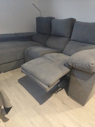 Sofá con chaisselongue con  2 RELAX MOTOR gris