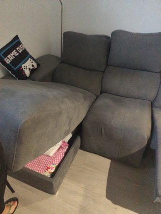 Sofá con chaisselongue con  2 RELAX MOTOR gris