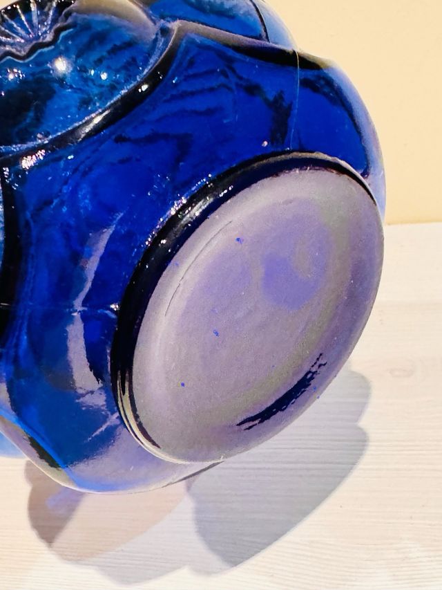 Decanter in vetro blu L.E. Smith Moon Stars vintage