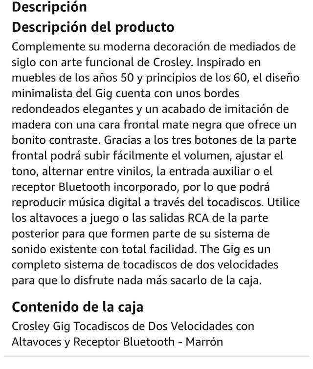 Crosley Gig - Tocadiscos de Dos velocidades con Al