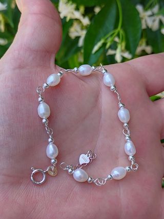 Pulsera, plata ley y perlas
