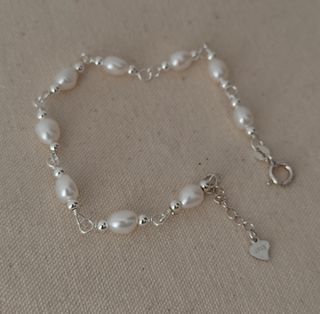 Pulsera, plata ley y perlas