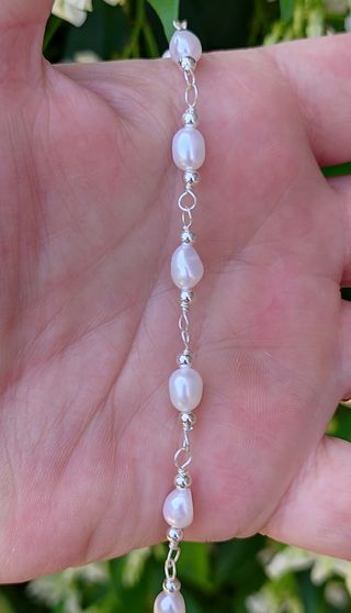 Pulsera, plata ley y perlas