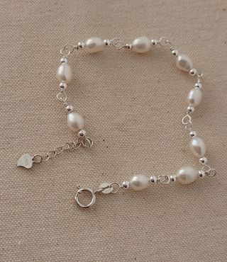 Pulsera, plata ley y perlas