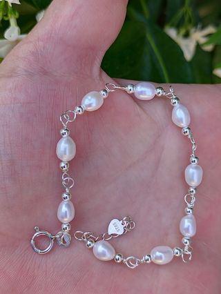 Pulsera, plata ley y perlas