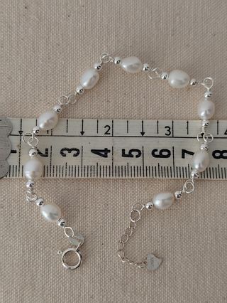 Pulsera, plata ley y perlas