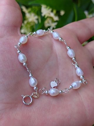Pulsera, plata ley y perlas