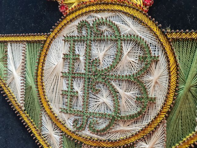 Antiguo Cuadro escudo Real Betis hecho con hilo