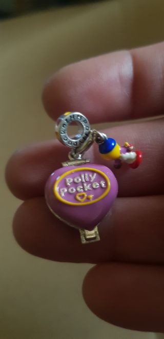 Polvera charm polly pocket en plata