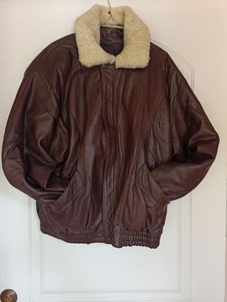 Cazadora piel marrón hombre 