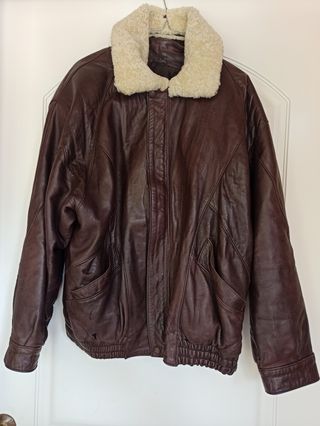 Cazadora piel marrón hombre 