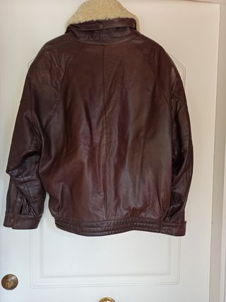 Cazadora piel marrón hombre 