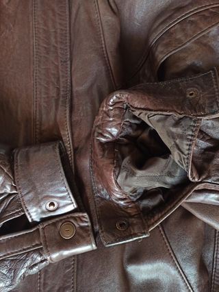 Cazadora piel marrón hombre 