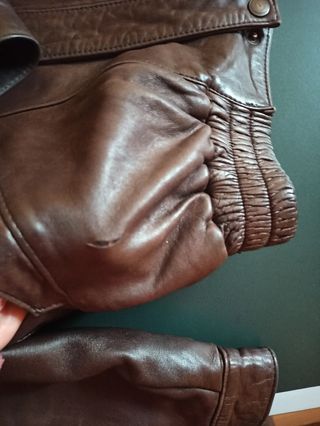 Cazadora piel marrón hombre 