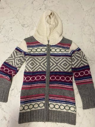 Maglione bambina con lana e cappuccio e cerniera