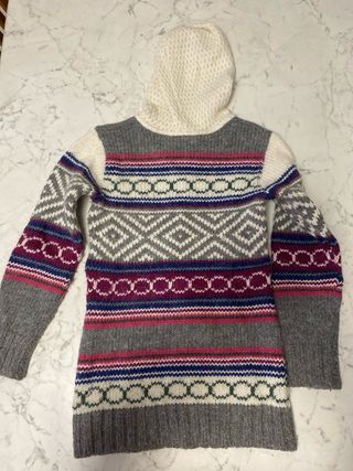 Maglione bambina con lana e cappuccio e cerniera