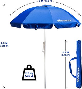 Ombrellone da spiaggia azzurro antivento alluminio