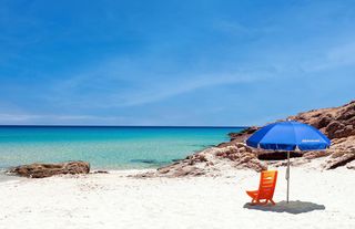 Ombrellone da spiaggia azzurro antivento alluminio