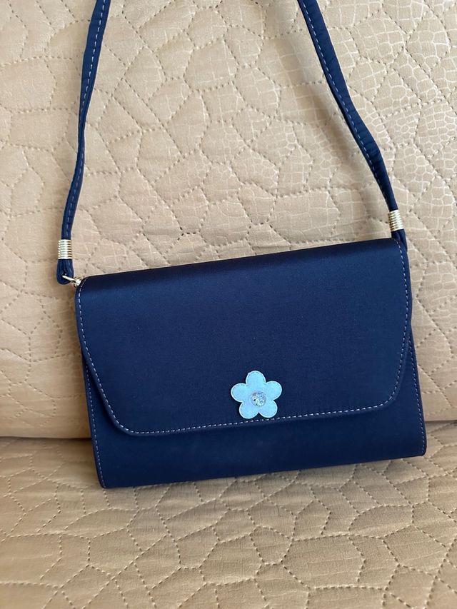 Borsetta pochette marrone , con fiore